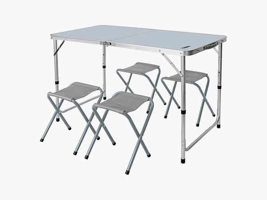 Campingtisch und 4 Stühle, zusammenklappbares Kofferset