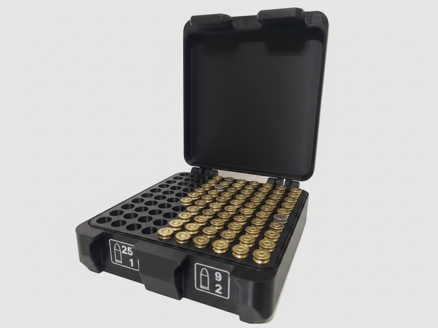 Filamelt skrzynka na amunicję / 9x19mm Para - Luger / 'Składana / zatrzaskowa pokrywa' / skrzynka na naboje, skrzynka na amunicję