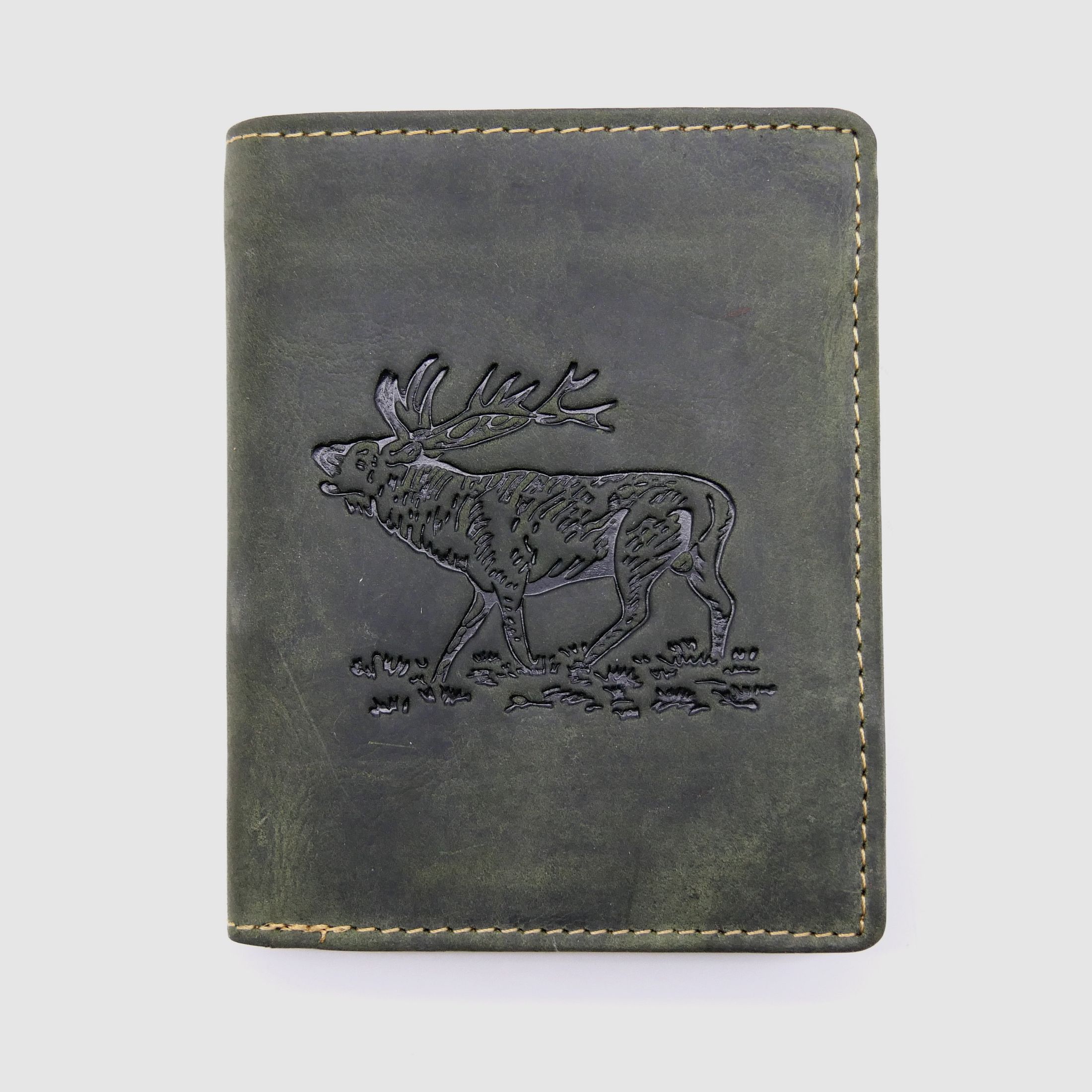 Greenburry Leder Geldbörse olive Hirsch Vintage Animal 1701-stag-30