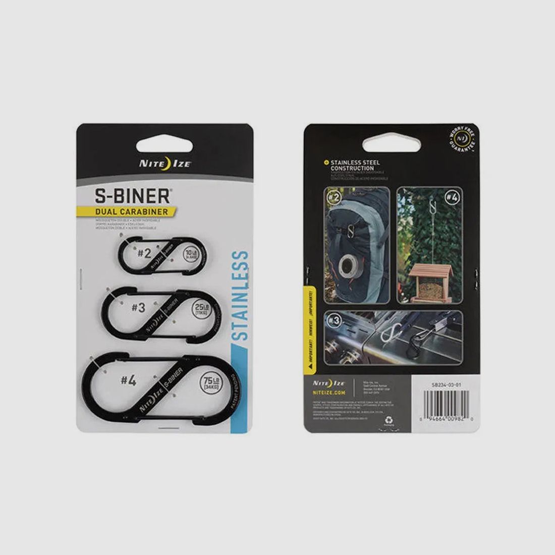 Nite Ize Nite Ize Karabiner S-Biner Gr.2/3/4 Edelstahl stainless 3er Pack