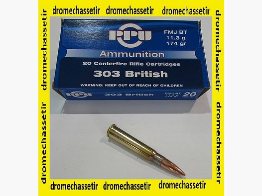 1 boite de 20 cartouches Partizan de calibre 303 british, 174 grains , FMJ