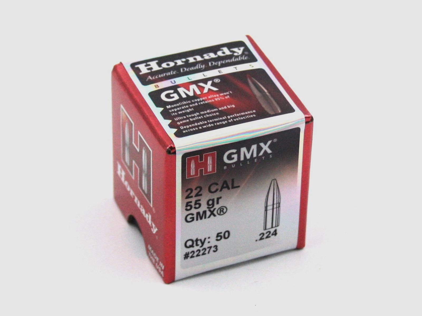 Geweerpatronen, Hornady .224 GMX, 55gr, 50 stuks, .223 Rem.