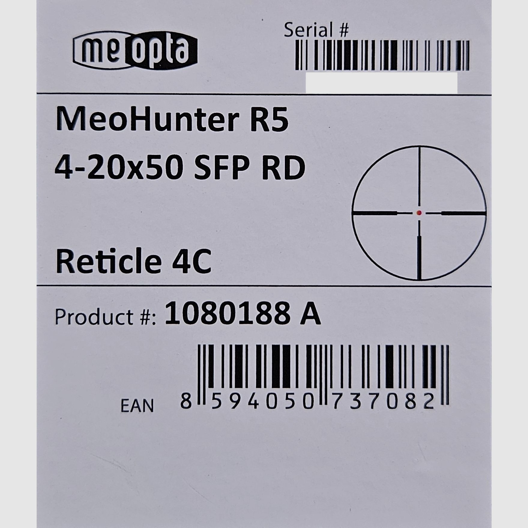 Zielfernrohr Meopta MeoHunter R5 4-20x50 RD SFP Absehen 4C Leuchtpunkt - Neuware vom Fachhandel -