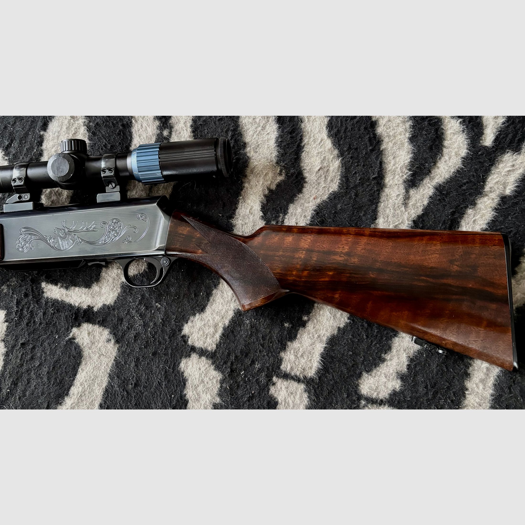 FN Browning BAR Cal. .30-06 modèle spécial avec crosse en bois magnifique, cuir de poisson fin et gravure
