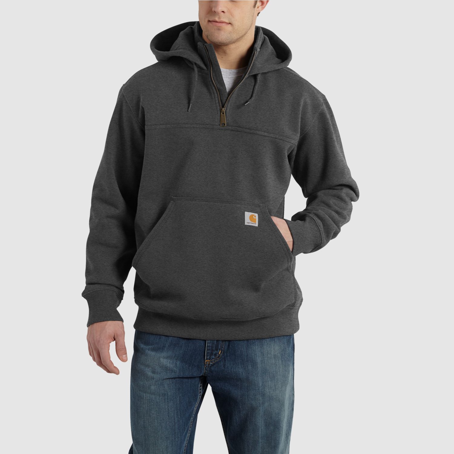 Carhartt Heavyweight Collage-Sweatshirt mit Reißverschluss, Herren, Carbon Heather, L