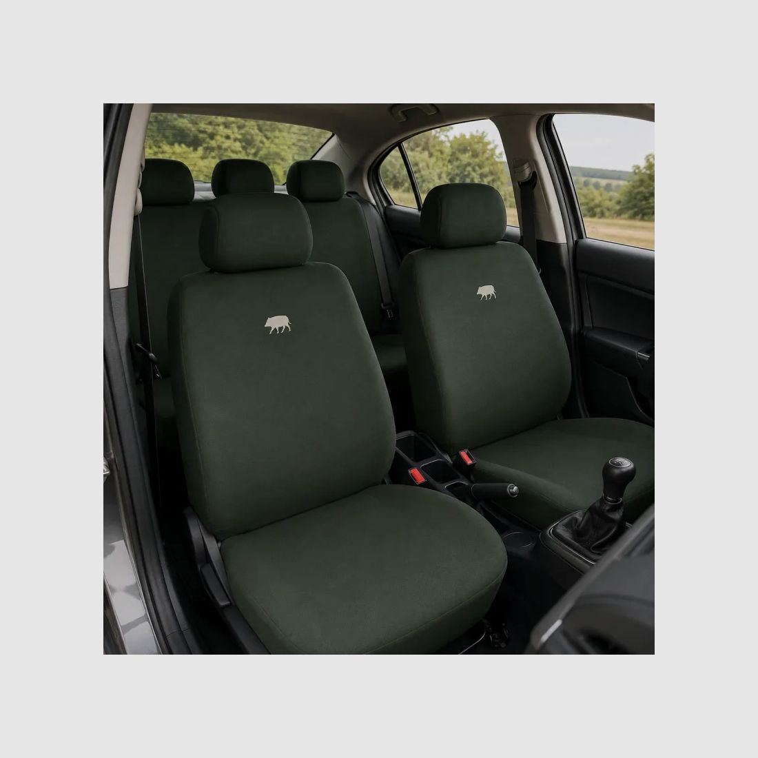 Copri Sedili Universali TU - Kaki/Beige Ricamo Cinghiale - Compatibile con Airbag, immagine 1 di 3