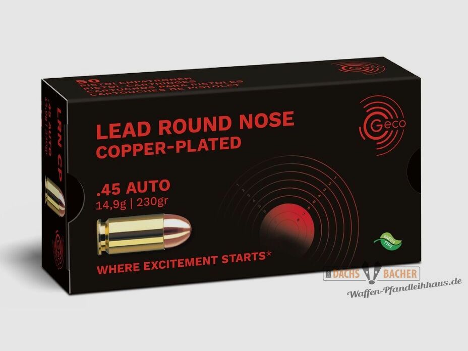 GECO .45 Auto CLRN Plomb Bouche Ronde 14,9g/230gr 50 Cartouches, image 1 sur 2