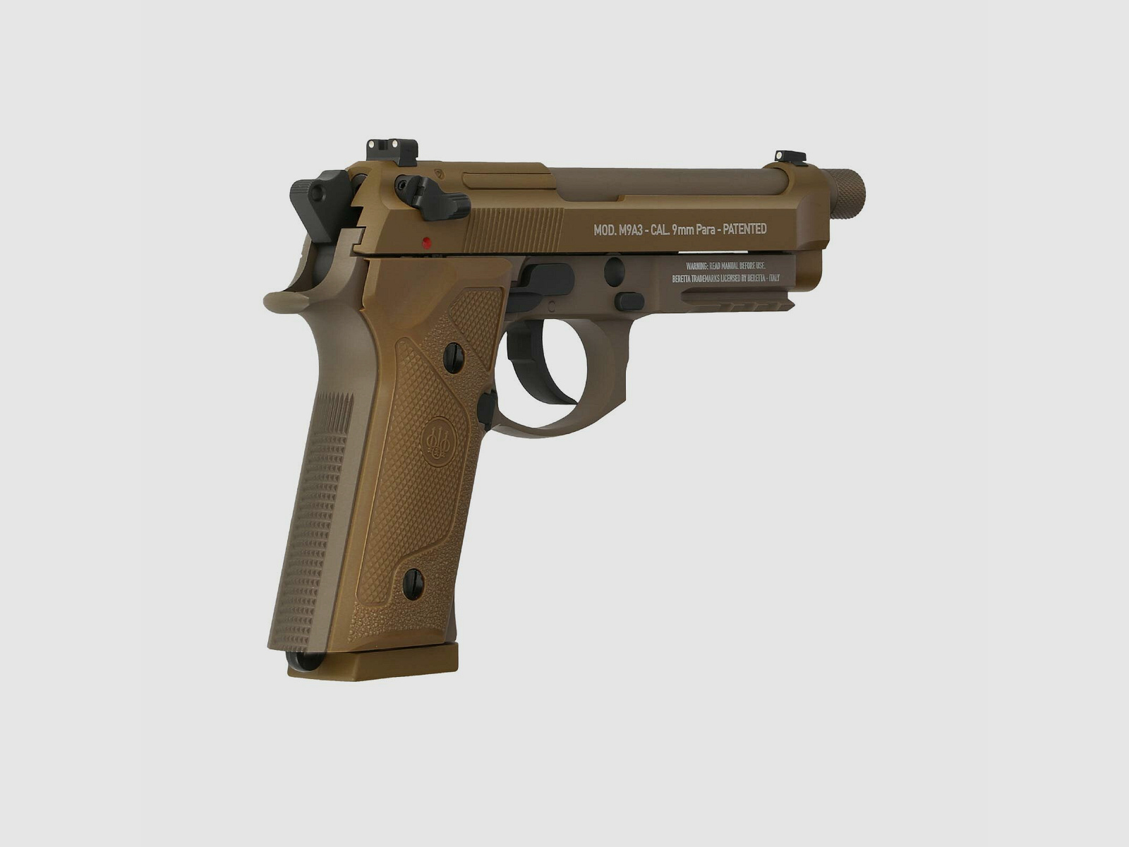 Luftpistolenset Beretta M9A3 FDE 4,5 mm Stahl BB Co2-Pistole Vollmetall Blow Back (P18)