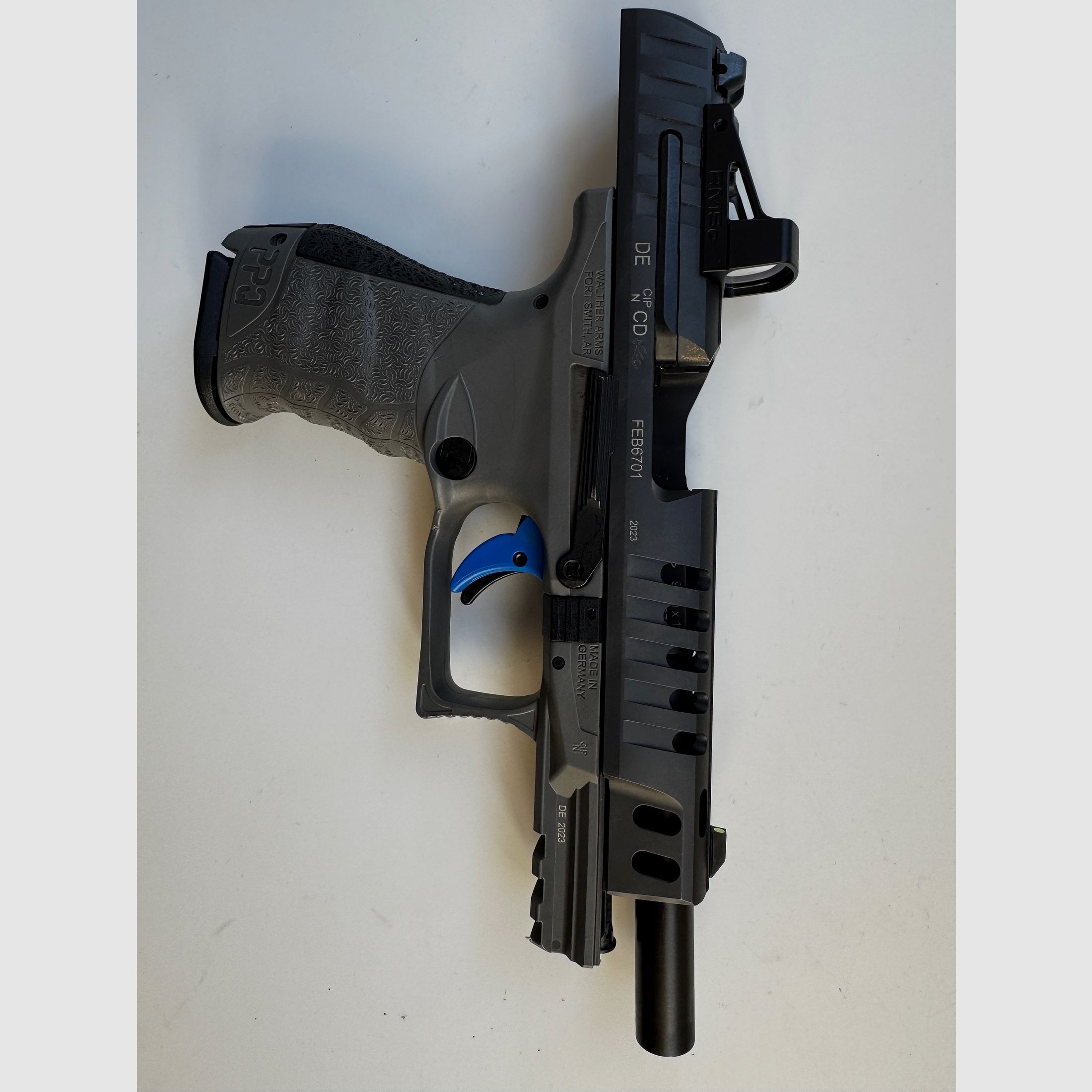 Walther PPQ Q5 Match (9×19 mm) — rama polimerowa • 4 magazynki • walizka + pełne akcesoria • zamontowany celownik punktowy Walther RMS C