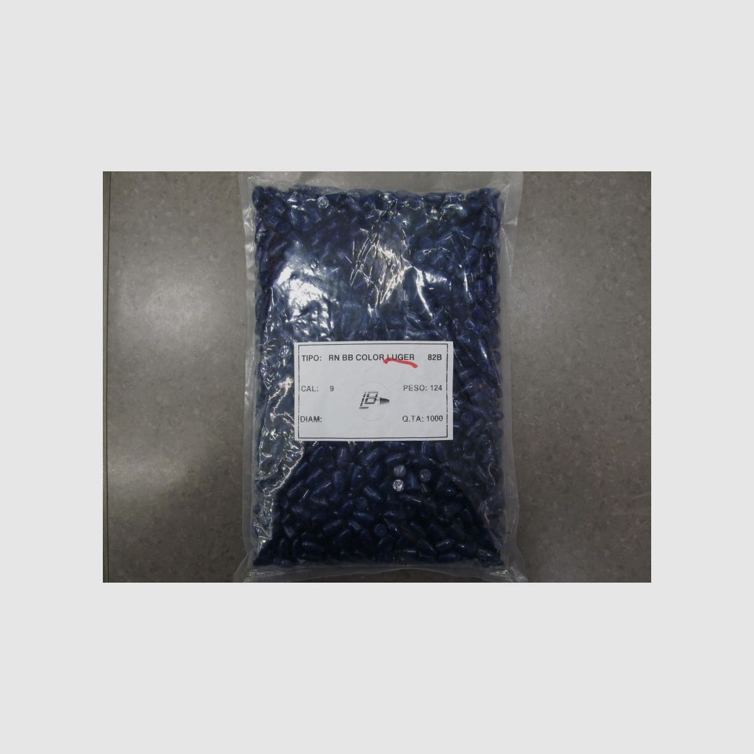 COLORED BULLETS 9X19 124 RN 1000 PCS