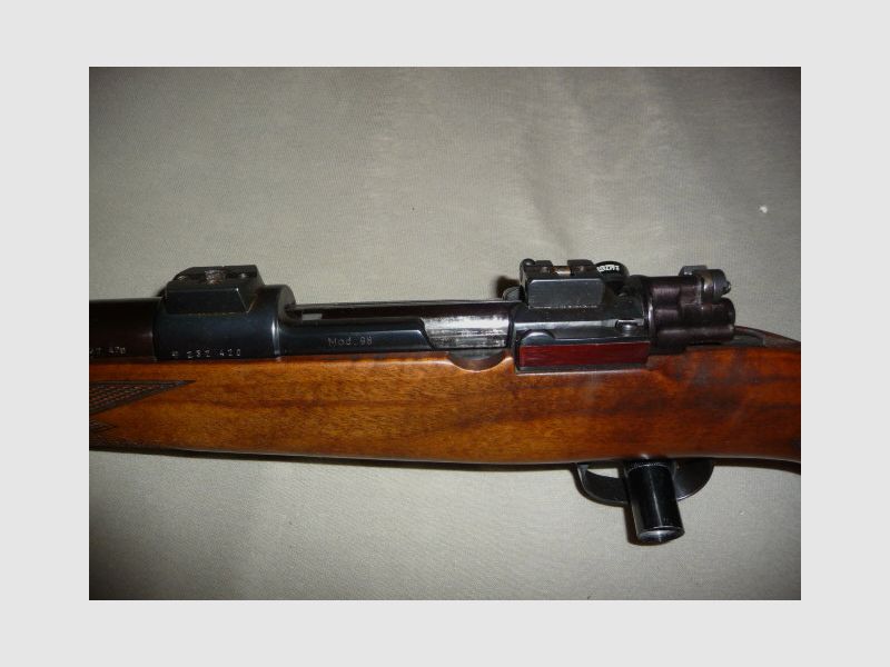 System Mauser 98er Kurz-Repetierer: Kal. 6,5x55, Lauflänge ca. 52cm Semi Weight, EAW Schwenkmontage, Rückstecher