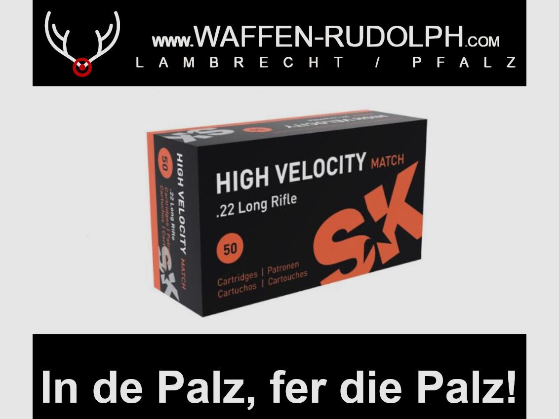 SK High Velocity Match .22 lr. VPE: 50 schoten *EWB verplicht, afbeelding 1 van 2