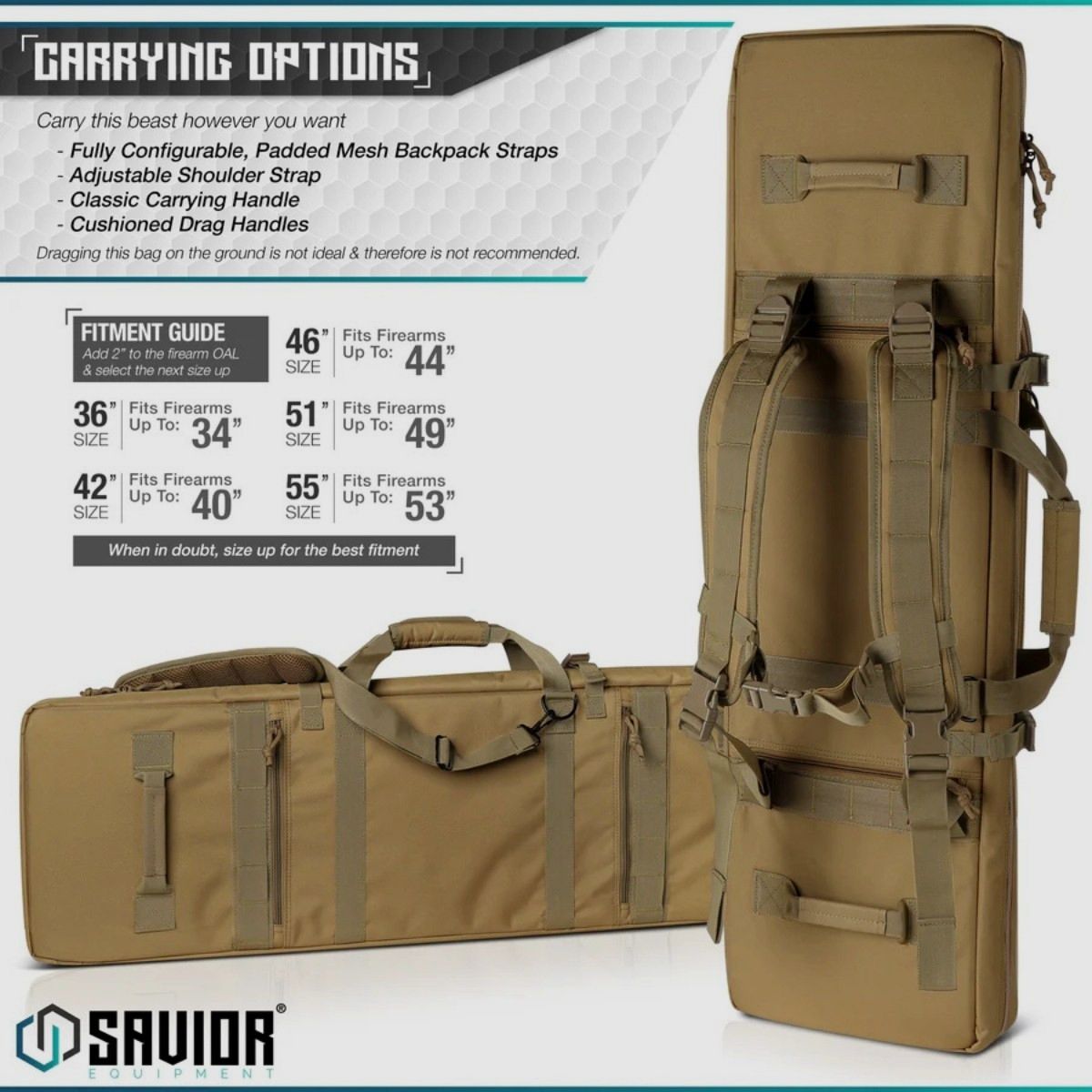 Savior - Torba Double Rifle Bag - Urban Warfare - 46" - Tan - RB-4612DG-VER2-TN, zdjęcie 6 z 6