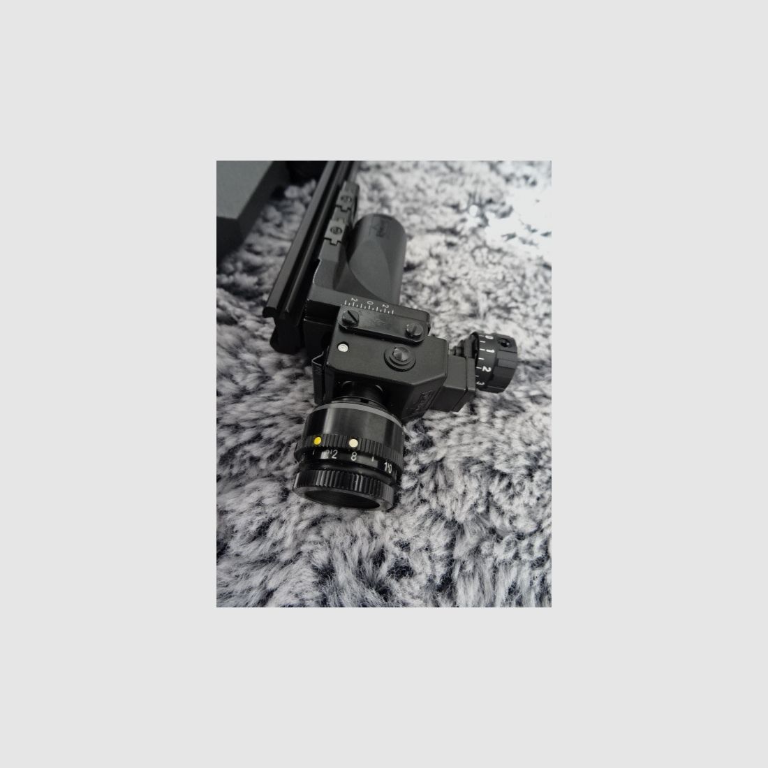 Anschütz 9015 Alu ondersteuning luchtgeweer - kleur irisfilter - stabilisator - origineel accessoire - koffer - 1e hand - weinig gebruikt