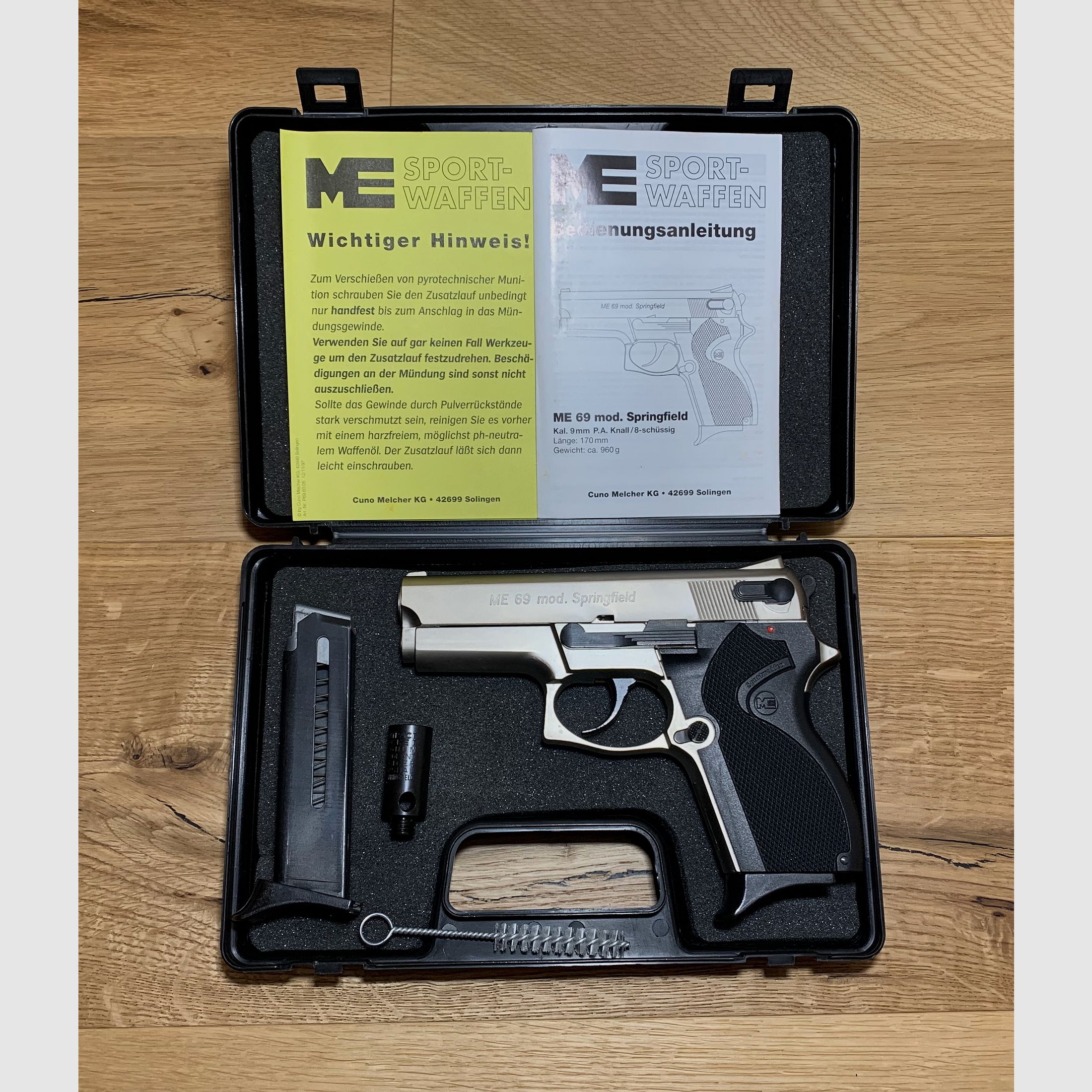 ME 69 Springfield (Mini Para) Pistolet de signalisation, finition mate, 9mm P.A.K., (réplique de S&W Mini Gun)