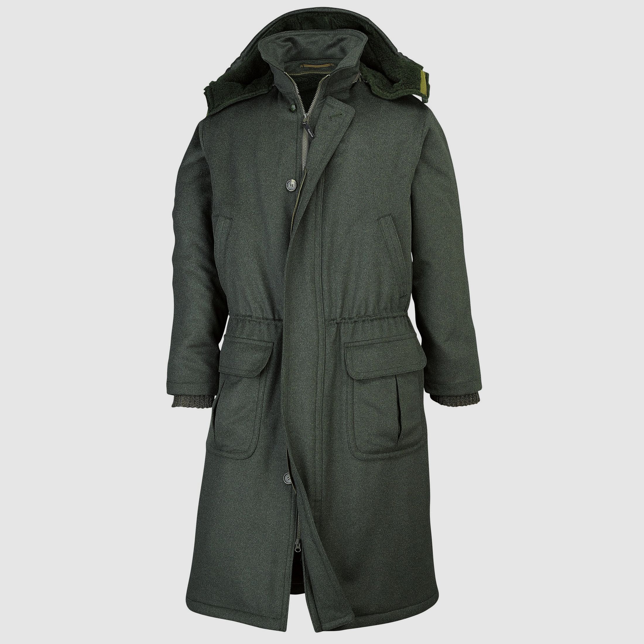 Cappotto da caccia in loden con fodera in pelliccia sintetica