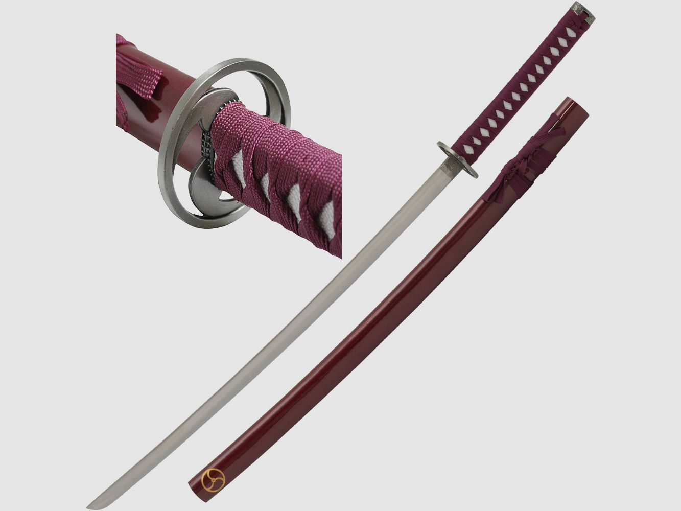 Samuraischwert rot inklusive Holz Scheide