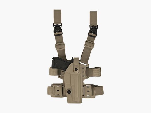 Taktisches Oberschenkelholster "NATION" mit Sicherheitslevel II CZ P-10F-Coyote TAN-Rechtshänder