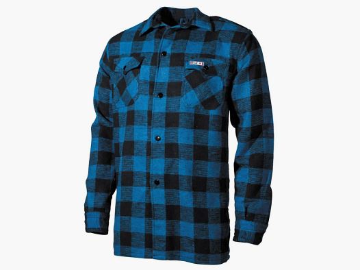 Camicia da boscaiolo, pesante qualità, blu / nero a quadri, taglia 3XL
