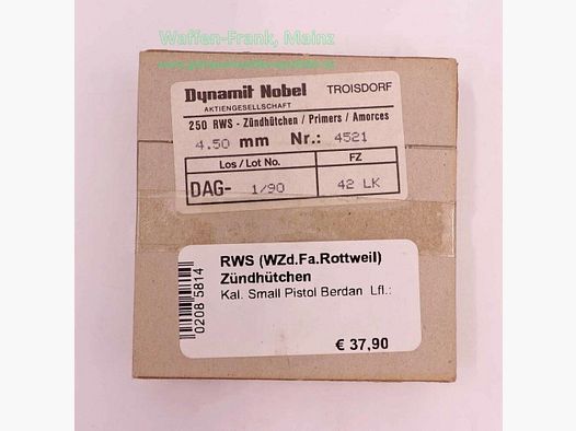 RWS (WZd.Fa.Rottweil) Zündhütchen Small Pistol Berdan