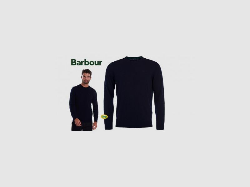 BARBOUR Rundhals-Pullover Essential Lambswool blau