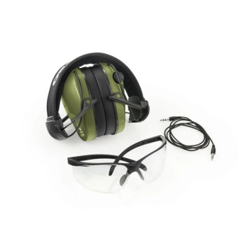 Aktive Gehörschutzkopfhörer RealHunter Active PRO olivgrün + Schutzbrille, Bild 3 von 3