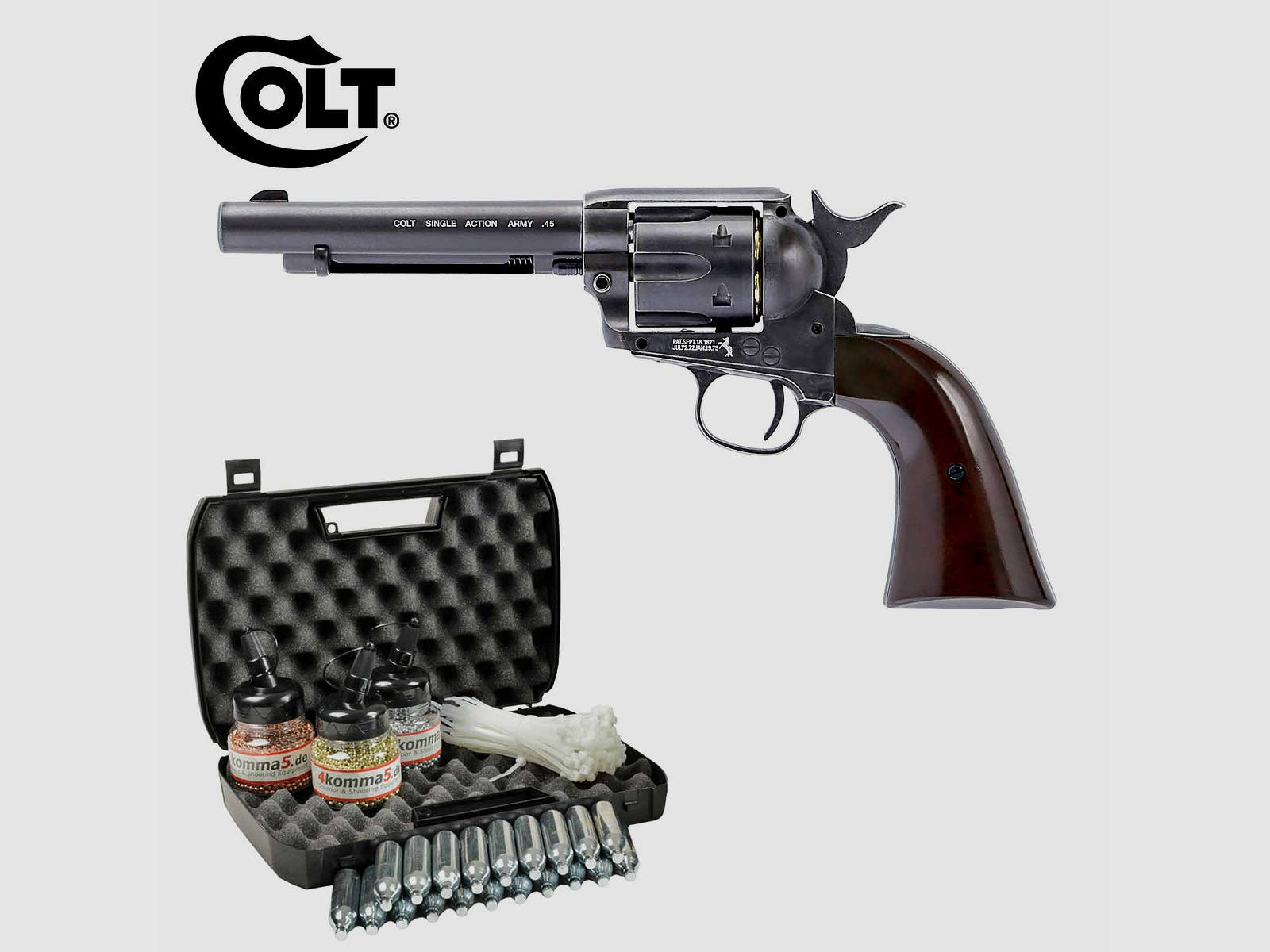 Kofferset Colt Single Action Army® 45 antik Co2-Revolver Kaliber 4,5 mm BB (P18)