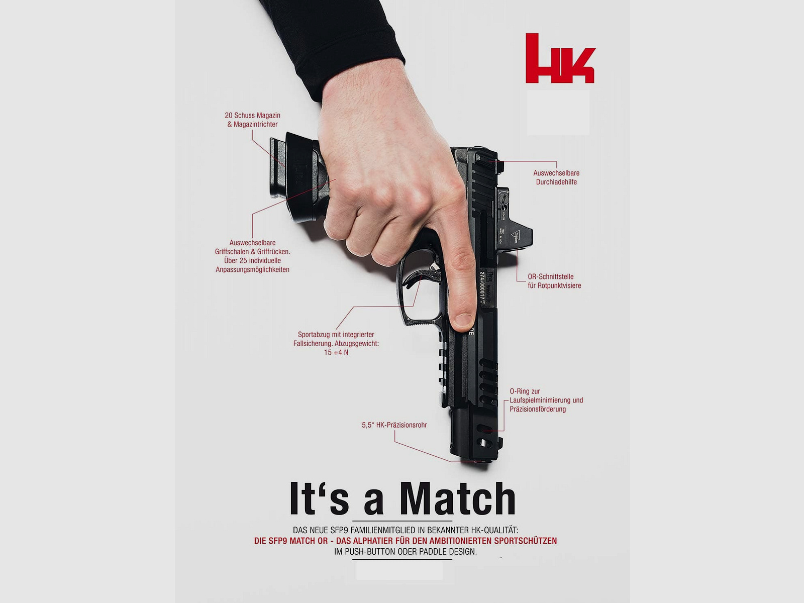 HECKLER & KOCH Pistole Mod. SFP9 Match OR 9mmLuger -Paddle-