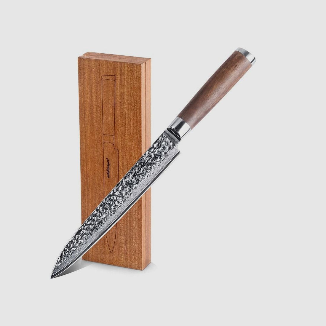 adelmayer® Damastmesser Filetiermesser 20,5 cm handgeschliffen und mit Walnussgriff