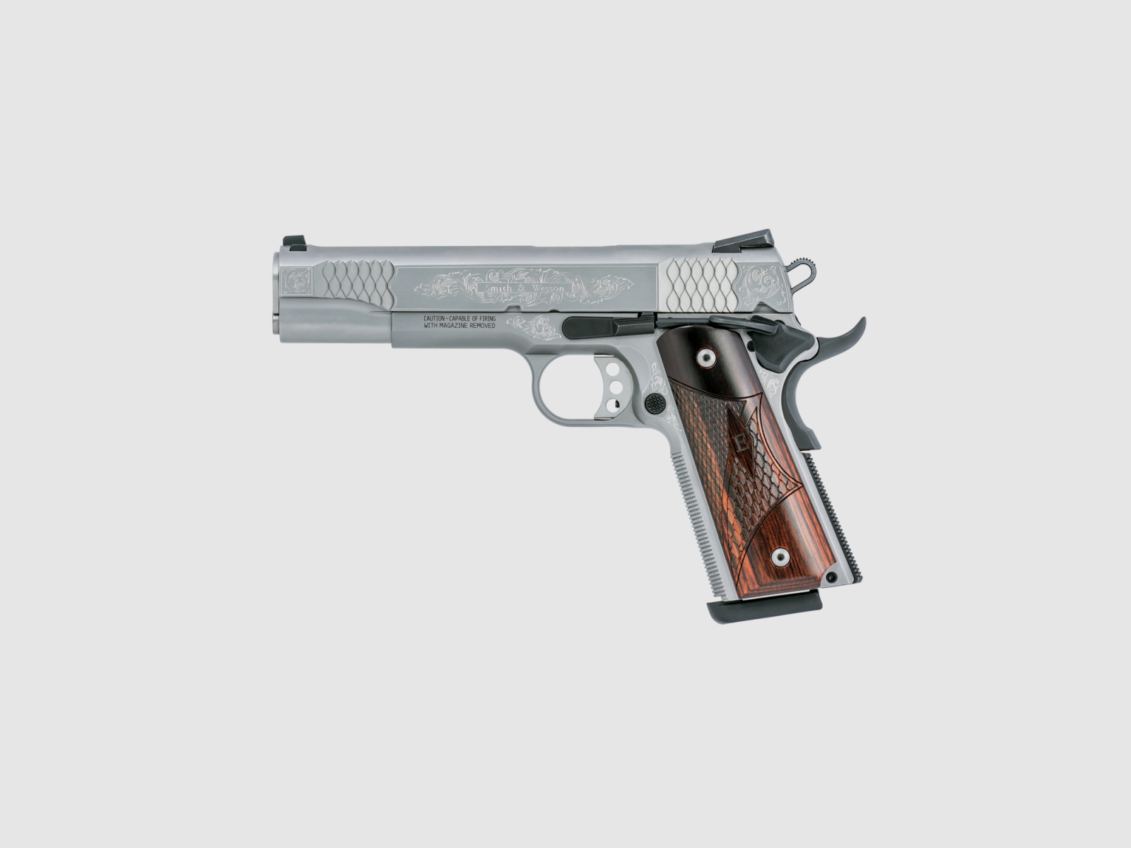 Smith & Wesson Pistol SW1911 Engraved .45 Auto Silver, image 1 of 2