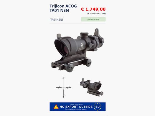 Offerta NUOVA Trijicon ACOG 4x32 TA01B .308