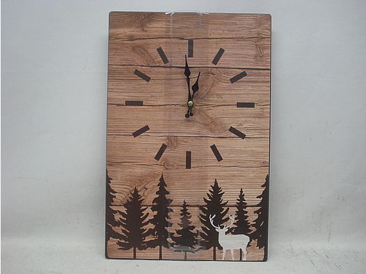 Wanduhr Motiv Hirsch - mit Wald