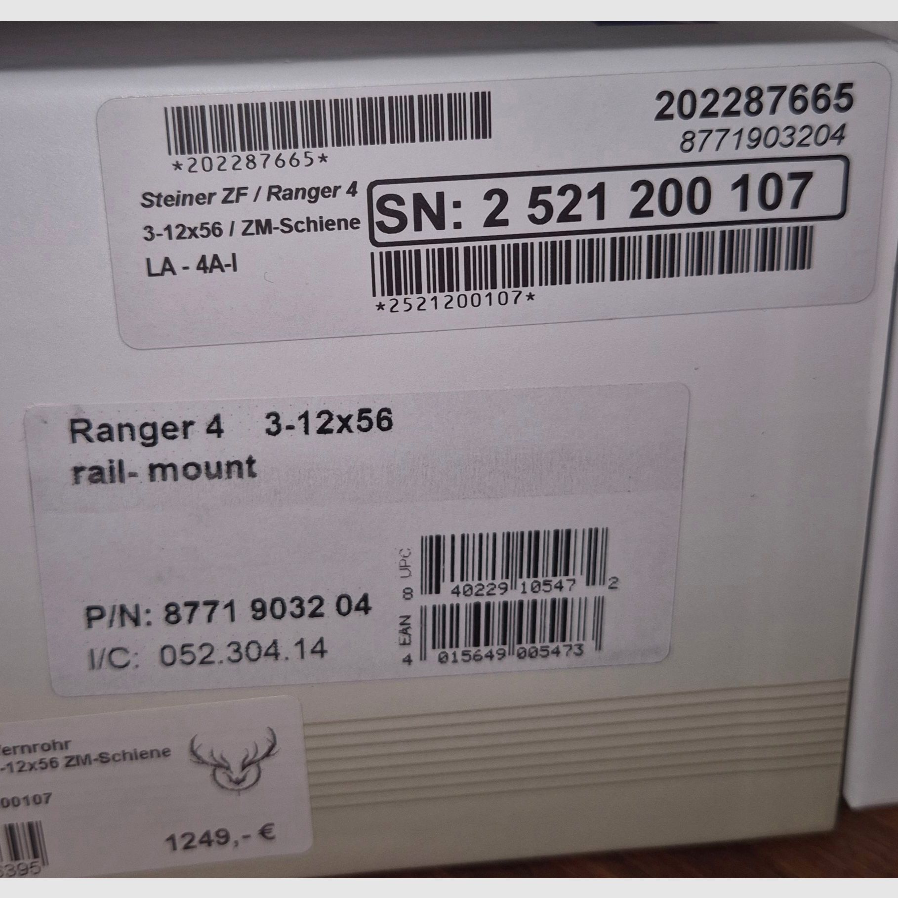 Steiner Ranger 4 - Neu - 3-12x56 Railmount