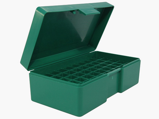 RCBS Ammo Box / 50-round cartridge box with flip lid large pistol