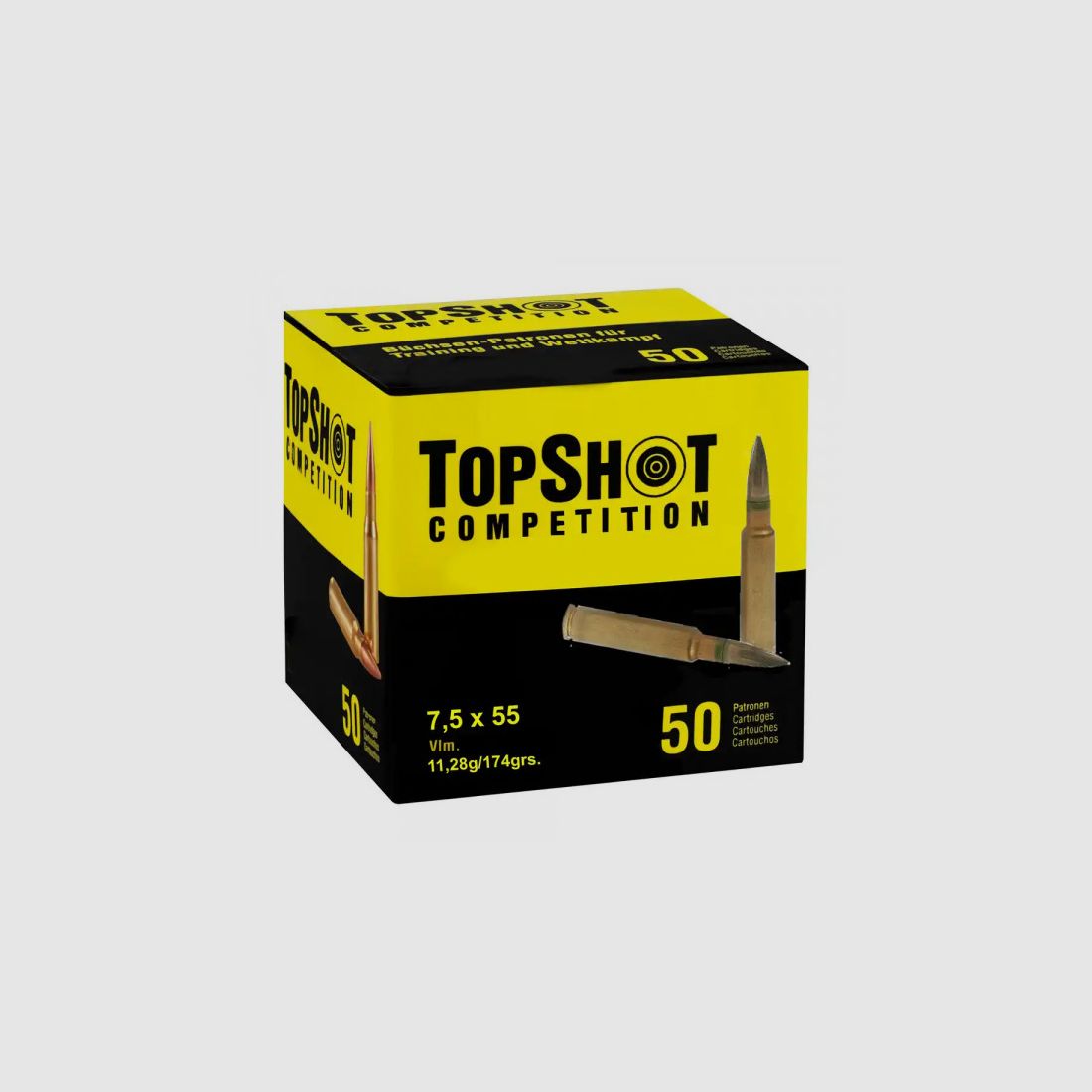 TOPSHOT GEWEERKOGELS -7,5x55 ZWITSER 174GRS. - FMJ. - 50 STUKS