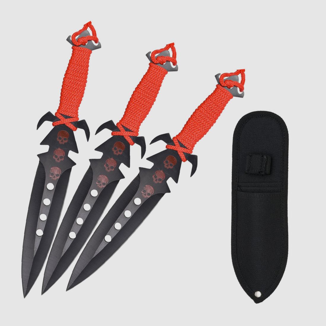3 throwing knives in set 4 pcs red with case