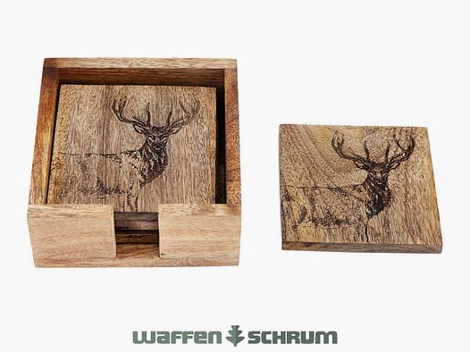 AKAH Holzuntersetzer Hirsch 4er