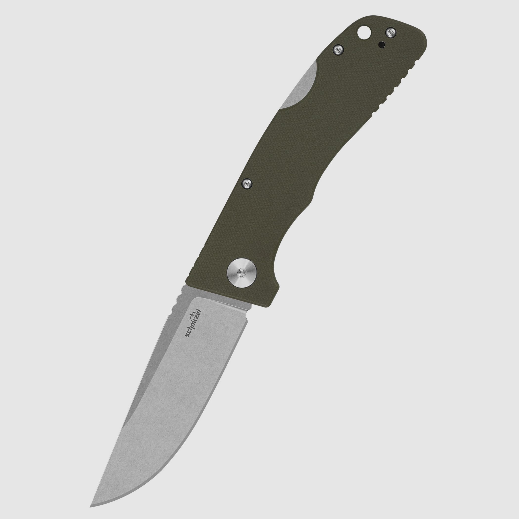 Schnitzel Outdoo Taschenmesser KVAR  rostfreier 14C28N-Stahl mit Stonewash-Finish grün