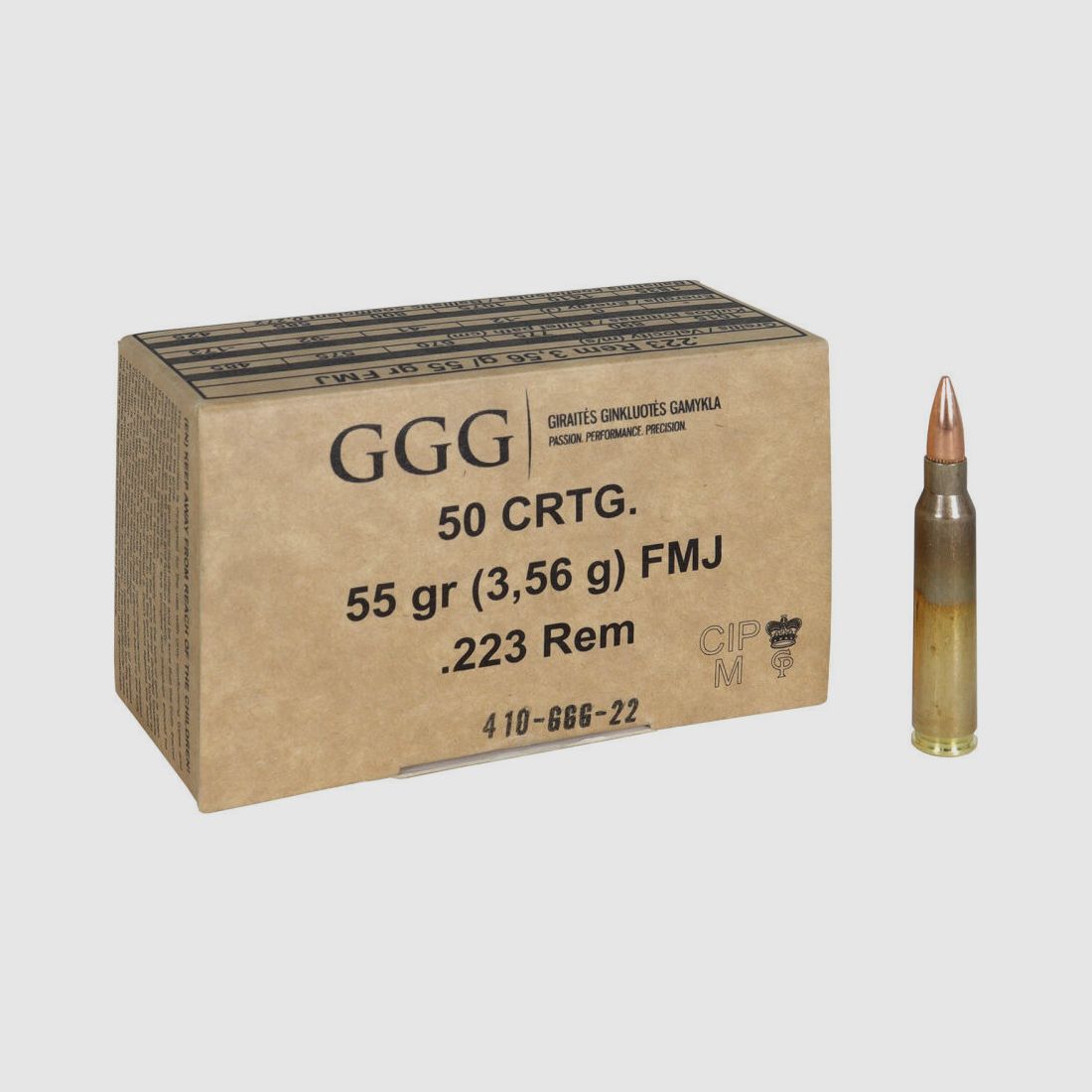 GGG .223 Rem. FMJ BT 3,6g/55grs. *1200 Schuss* 