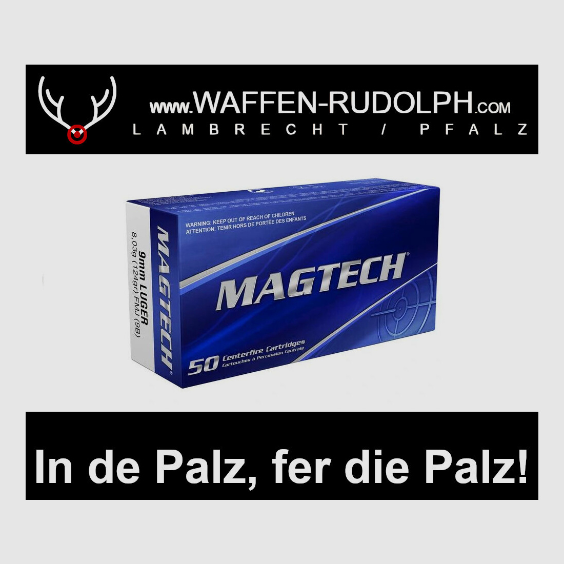 Magtech 9 mm Luger Vollmantel 8,0g/124grs. *EWB Pflichtig Vollmantel