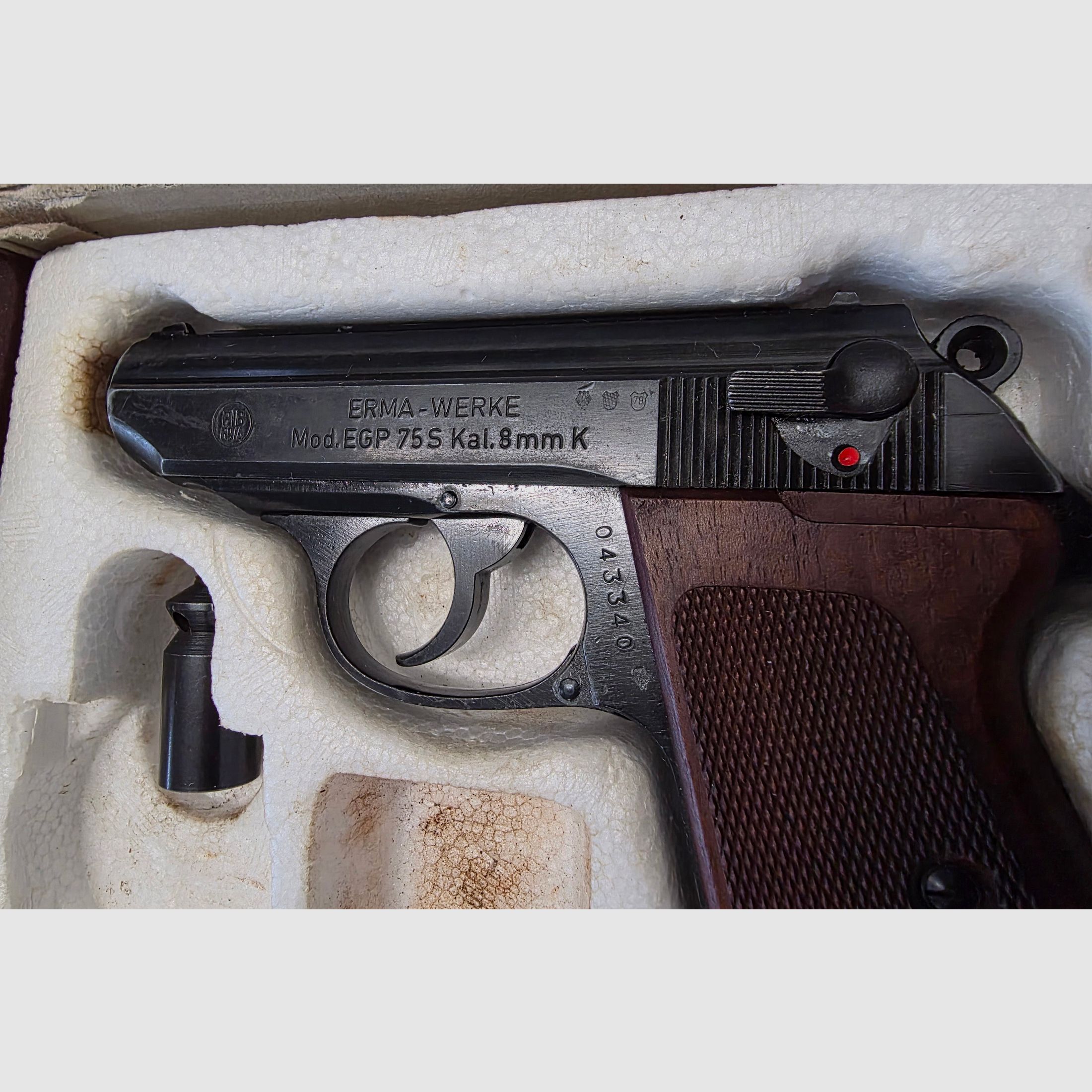 SRS Schreckschuss Pistole Erma EGP 75 S Beschuss 1978 im Kaliber 8mmK PTB 69/4