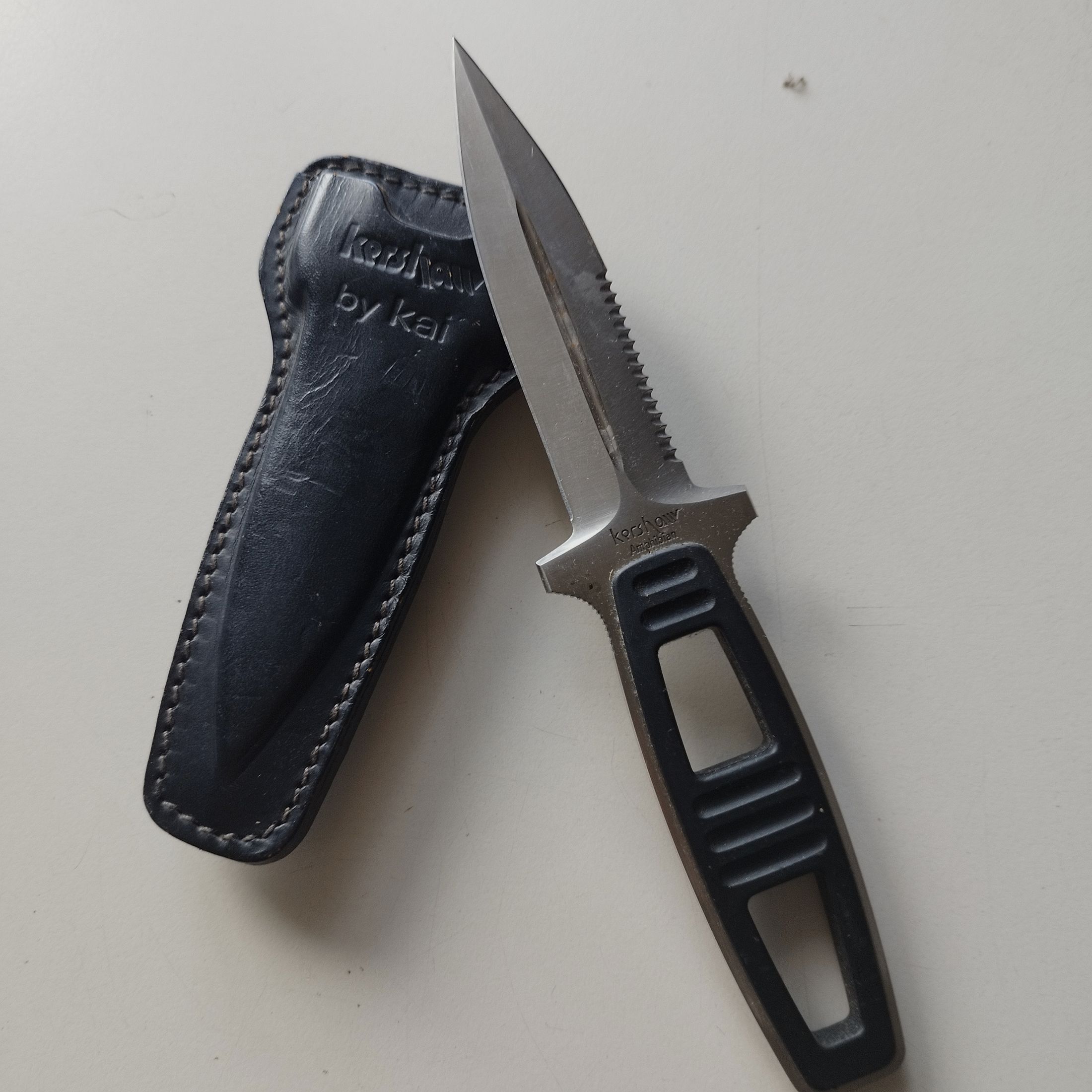 Hochwertiges Taucher-Messer Kershaw 1006 Japan mit Leder-Clip Scheide, Bild 1 von 7