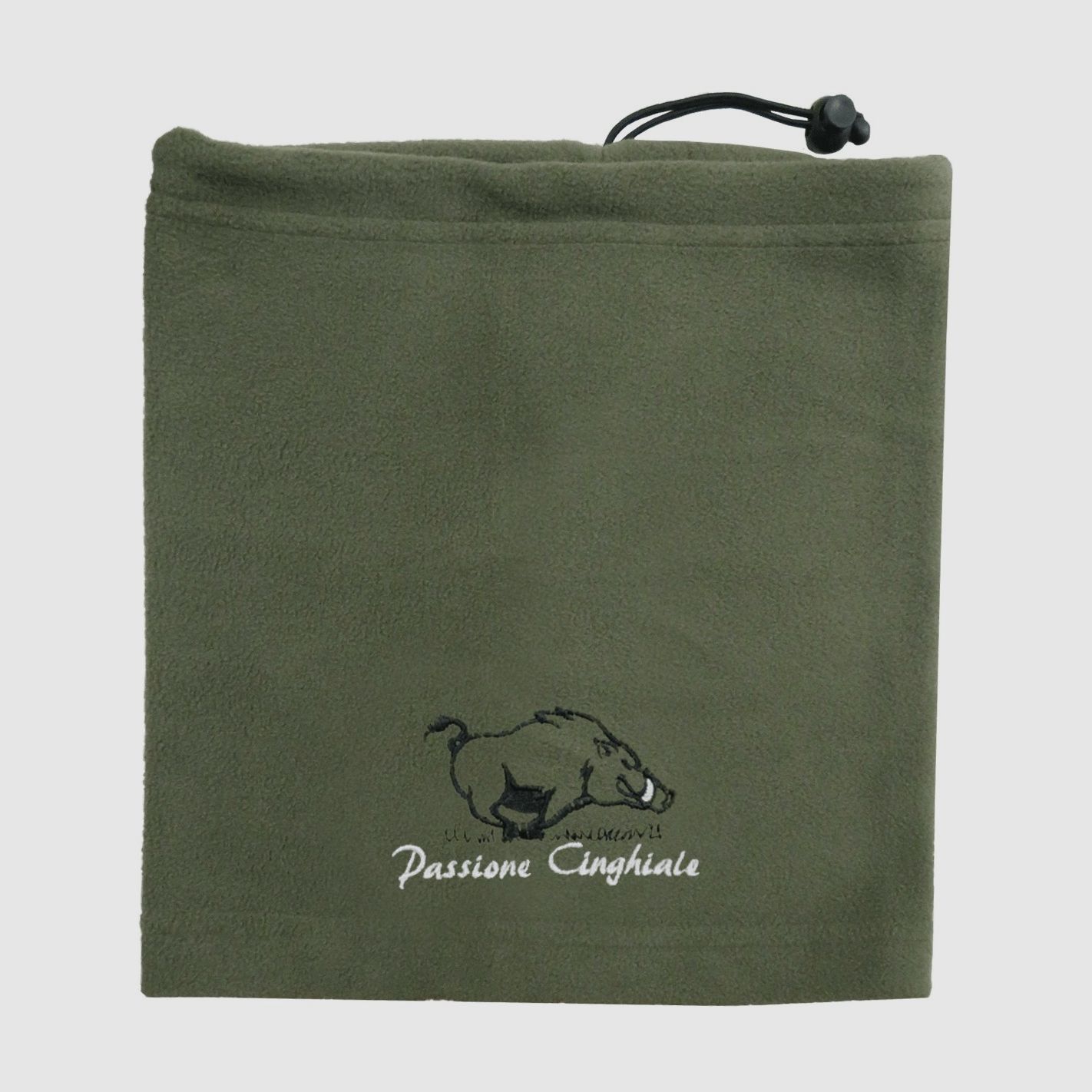 Fleece-Schal mit Passione Cinghiale Druck, schwarzer Rand