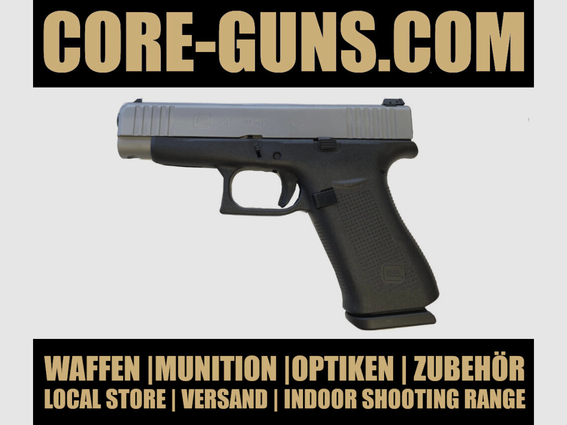 Pistolet Glock 48 ADJ srebrny zamek 9mm Luger *Wymóg EWB dostępny od ręki