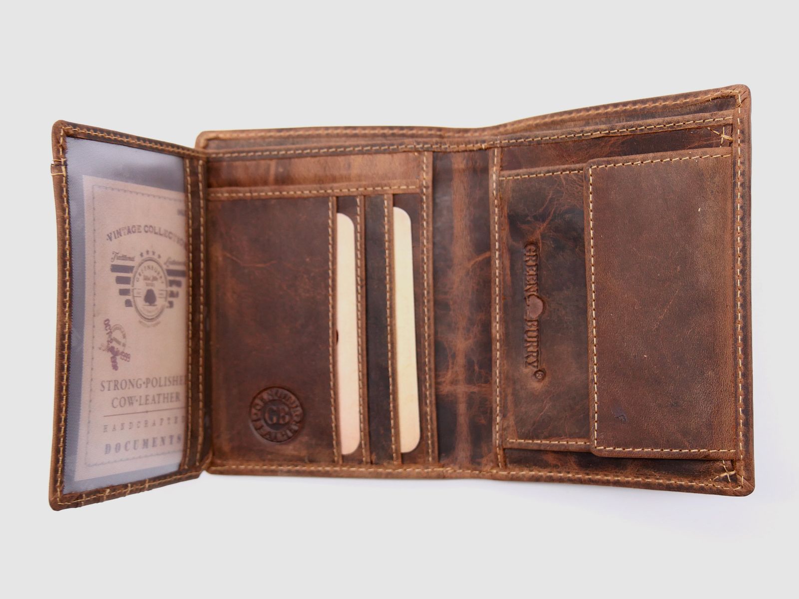 Greenburry Leder Geldbörse braun Vintage Animal Collection Royal Stag Hirsch 1701-stag-25