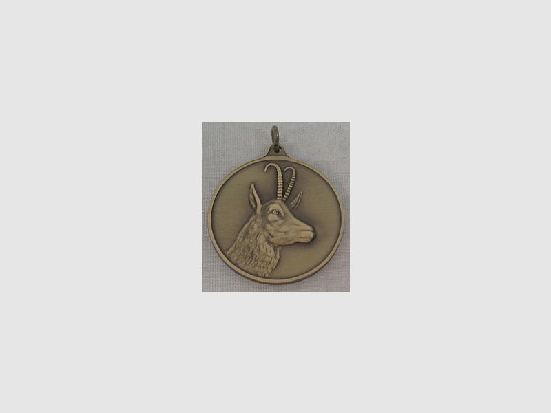 Jagdmedaille Gams-bronze - 40 mm, Ring und Öse