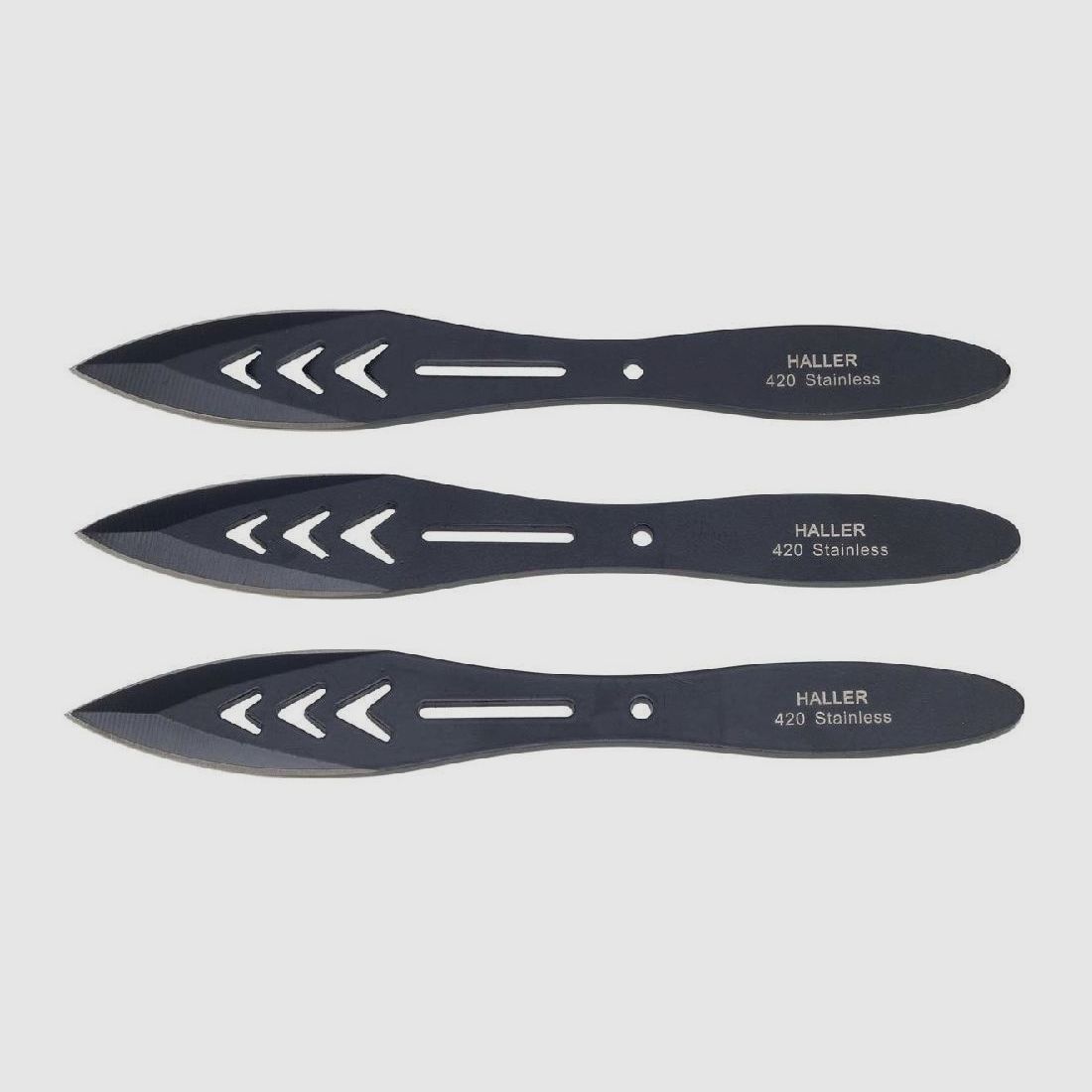 3 small throwing knives in black nylon sheath