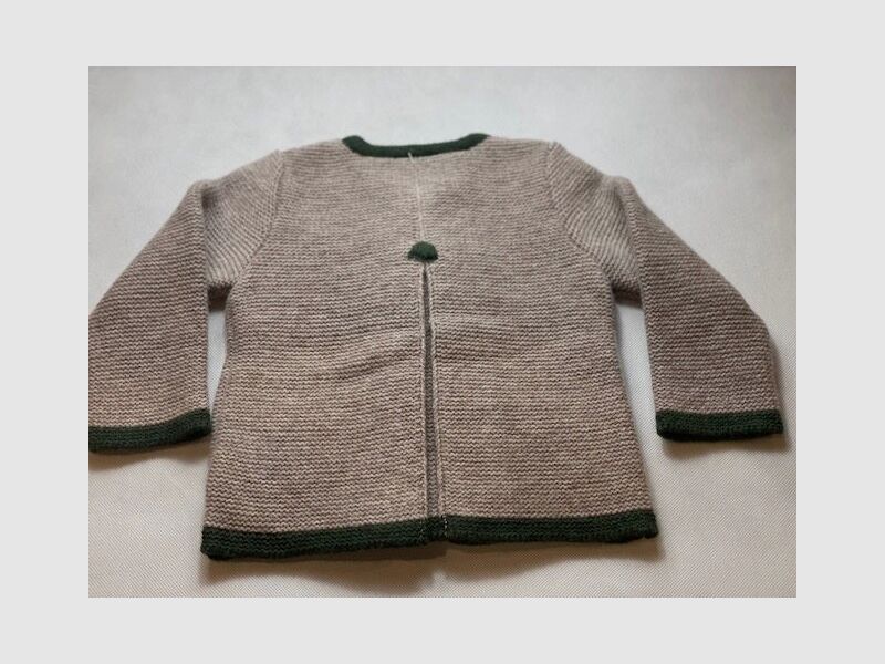 Kinder Strickjacke mit Falte Merinowolle in Beige/Grün, Bild 2 von 2