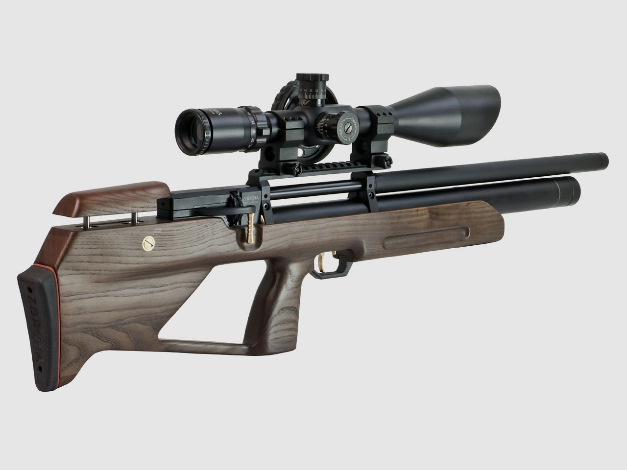 Bullpup Pressluftgewehr Zbroia Kozak mit integriertem SchalldĂ¤mpfer Holzschaft braun Kaliber 4,5 mm (P18)