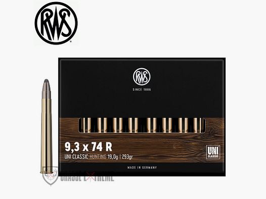 20 RWS cartridges cal 9.3X74R 293gr UNI Classic